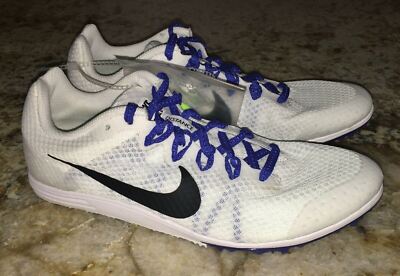 NIKE RIVAL D 9 White Black Blue Mid Distance Track Spikes Shoes Womens Sz 11