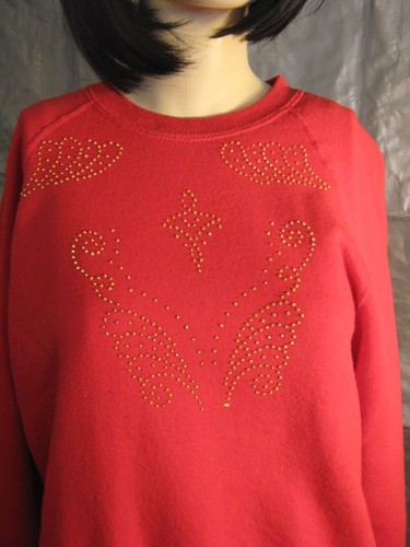 Riders Holiday red Sweatshirt w/Yellow-gold design Long Sleeves women Large - Picture 3 of 8