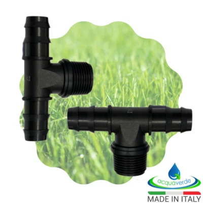 TEE RACCORDO FILETTATO MASCHIO e PORTAGOMMA RACCORDI TUBO IRRIGAZIONE A GOCCIA