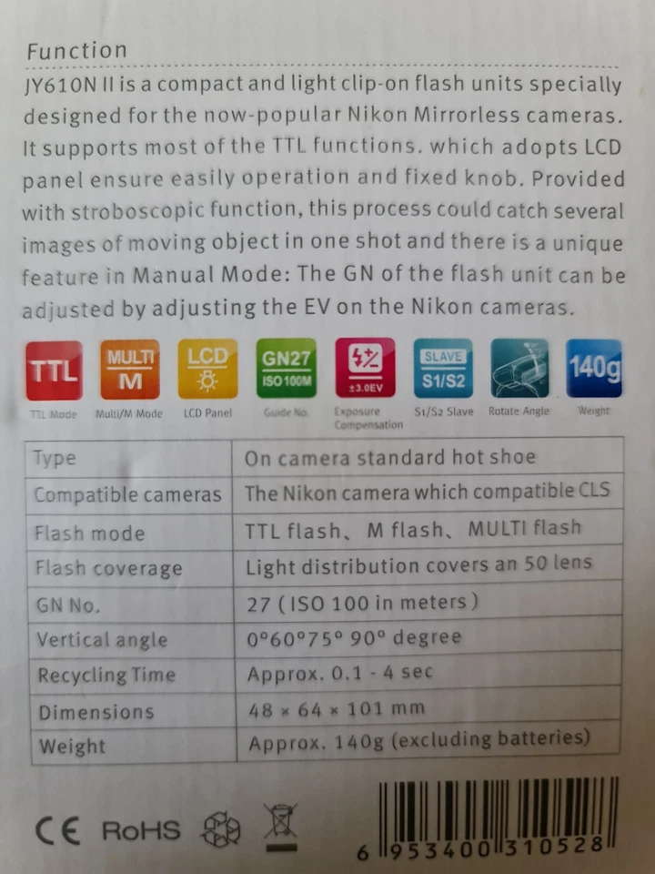 Viltrox JY610N ll Flash - Boxed for Nikon Mirrorless - M164 - Image 2 of 4