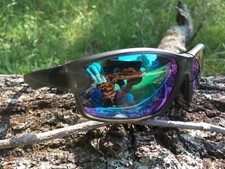 RAZE Eyewear Sunglasses J Frame HD black gray crystal golf mirrored blue