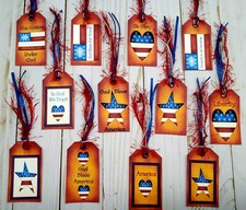 12 Prim Patriotic Gift Tags Scrapbooks Crafts Junk Journals Planners Parties