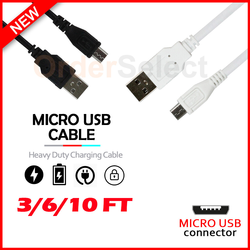 LOT Micro USB Fast Charger Data Sync Cable Rapid Cord For Samsung Android 10FT