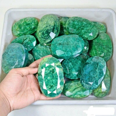 25000 Carat - 500 Ct Each Piece Green Emerald Oval Cut Natural Gemstone Lot