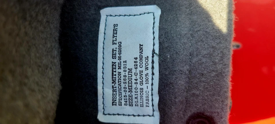 Illinois Glove Co Flyers Insertar Mitón Talla Mediana 100% Lana Cuero Militar Ejército Foto 3 de 3