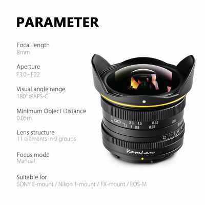 KamLan 8mm F3.0 APS-C Fisheye Lens Manual for Fujifilm X KamLan 8mm F3.0 APS-C Fisheye Lens Manual for Fujifilm X