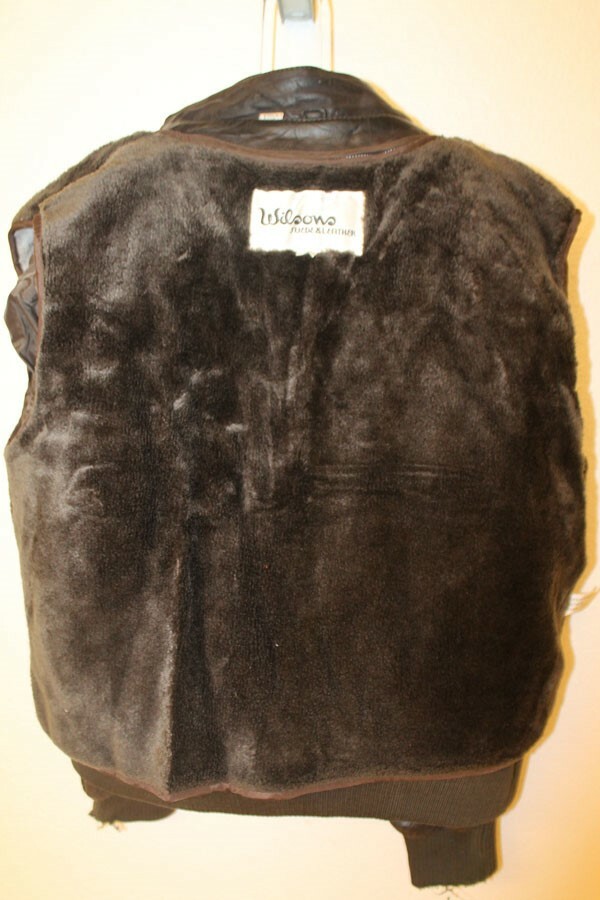MENS WILSONS VINTAGE CEDAR BROWN LEATHER REMOVABLE LINER CAFE RACER JACKET SZ 42 image 5