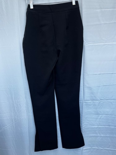 New Nasyt Gal petite side split trousers size 8 black W26" L29" polyester womens - Picture 4 of 7