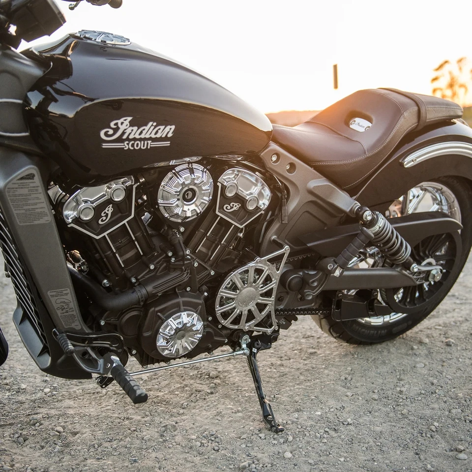 Cubiertas de estator de motor Arlen Ness cromadas calibre 10 15-25 Indian Scout CNC Billet Foto 3 de 3