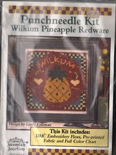 Wilkum Pineapple Redware Punchneedle Embroidery Kit  Design by Linda Coleman