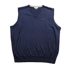 Peter Millar Golf Sweater Vest Mens 2XL Navy Blue Merino Wool Silk Co. Logo