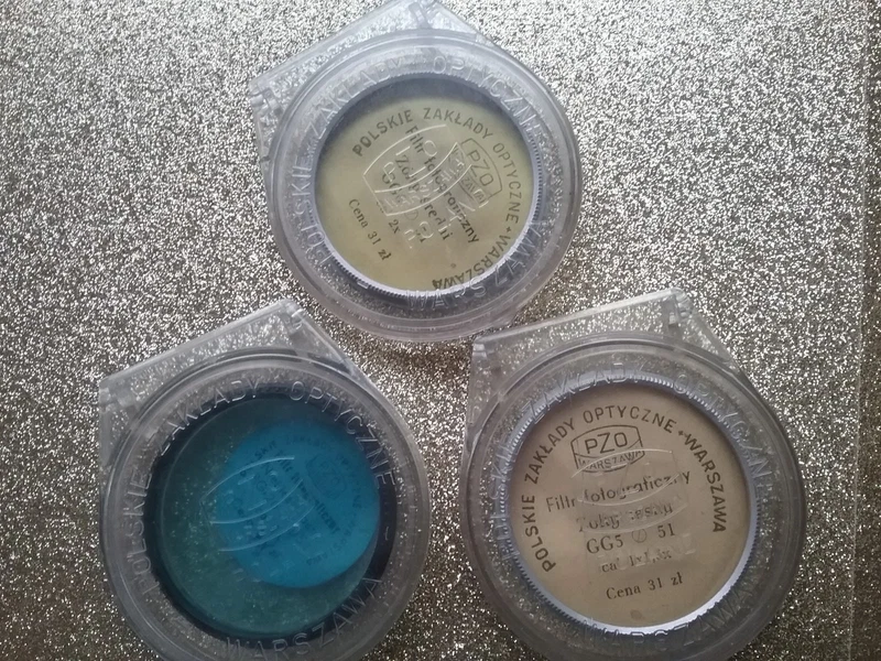 Vintage PZO Camera Lens Blue Yellow Filters