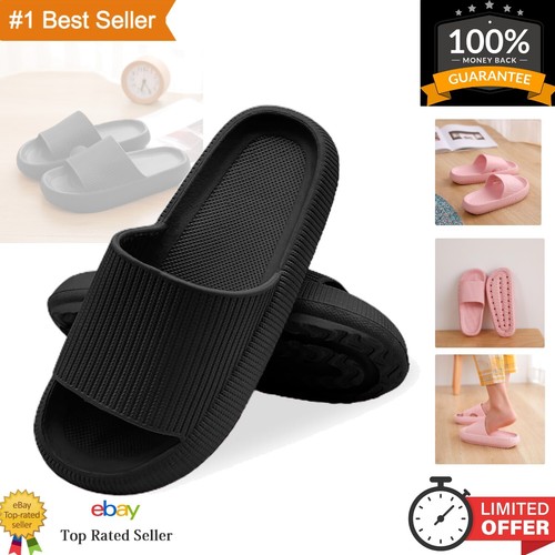Ergonomic Black Cloud Slides - Lightweight Non-Slip Slippers for Home & Outdoor