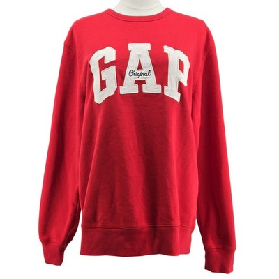 Gap Sweatshirt Mens L Red Pullover Fleece Heavyweight Graphic Logo Embroidered