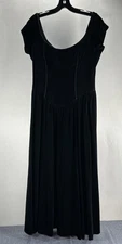 Vtg Laura Ashley  Black Velvet Dress Women USA 8 Cap Sleeve Button Back Goth/Y2K
