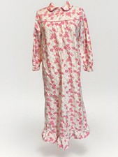 VTG French Dressing Flannel Nightgown Womens S Pink Grandma Peasant Cottagecore