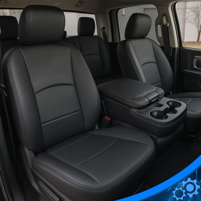 Black Full Seat Covers For 2013-2018 Ram 1500 2500 3500 Crew Cab 14PCS 13 14 18