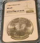 1986 MS 69 Silver Eagle First Year of Production Very Rare !!!