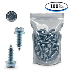 License Plate Screws - 14 3/4" Hex Head - American Style - 100 Per Pack 