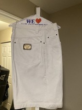 Vintage Karl Kani Denim Shorts Size 39 Metal Plate Rare White