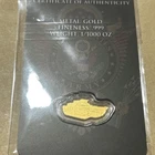 1/1000 oz .999 Gold US Army Tank & Eagle On Coa Card