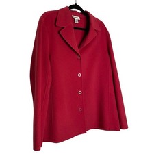 Talbots Blazer Jacket Women 14 Red 100 Wool Classic Preppy Professional