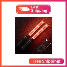 E-riding 2 Pack 16 Inch Rechargeable Red Traffic Wand with 2 Flashing Modes