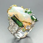 Jewellery A+ 7 ct+ Natural Opal Ring 925 Sterling Silver Size 8 /R465807