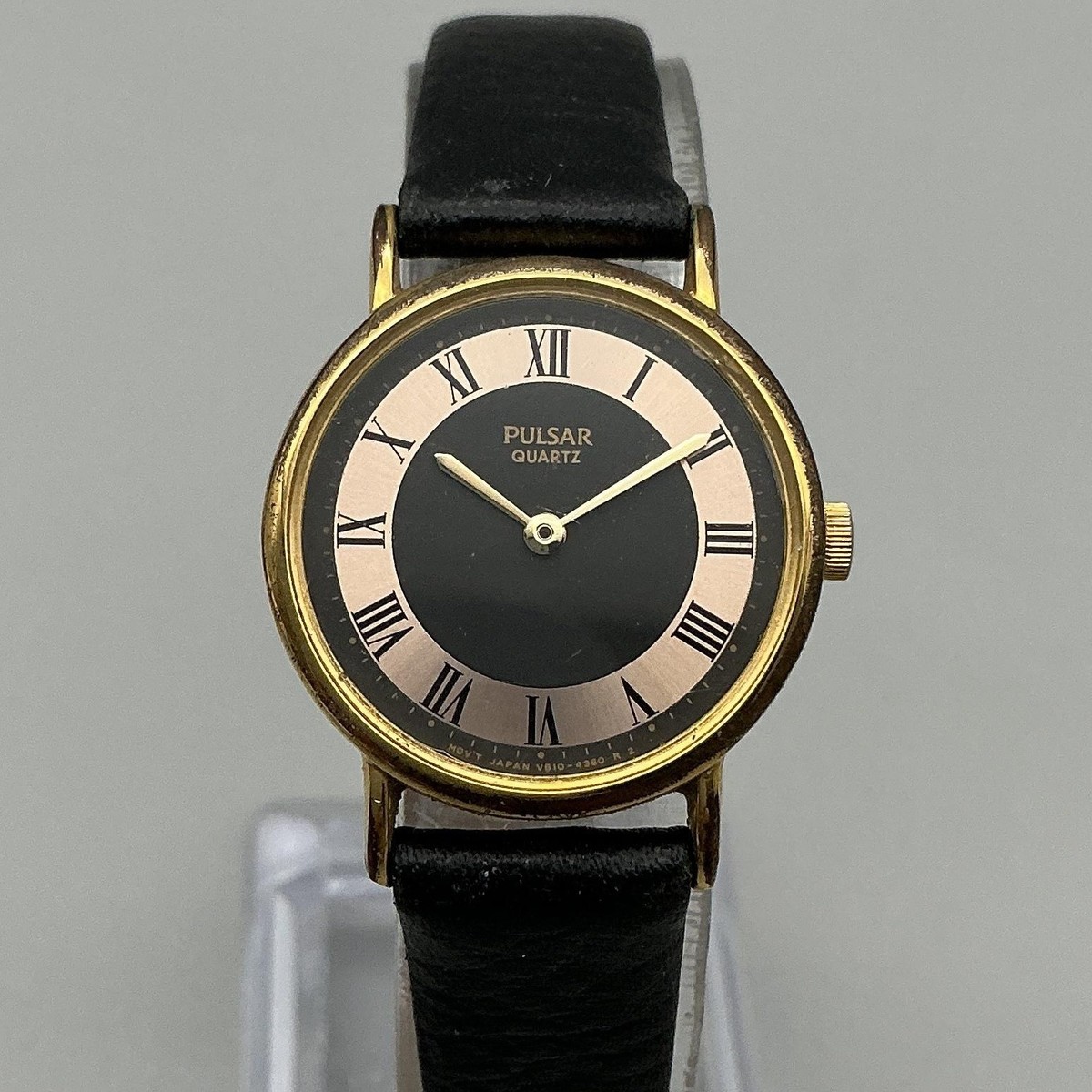 Vintage Pulsar Womens Watch 25mm Black Dial Gold Tone Y810  display picture 2