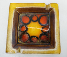 VINTAGE GUNDA 34 AUSTRALIAN POTTERY CERAMIC STUDIO MCM SQUARE ASHTRAY DISH