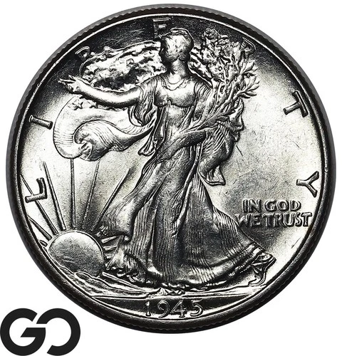 1945 Walking Liberty Half Dollar Blast White Gem BU++
