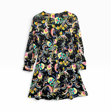Loft Petite Floral Long Sleeve Dress black