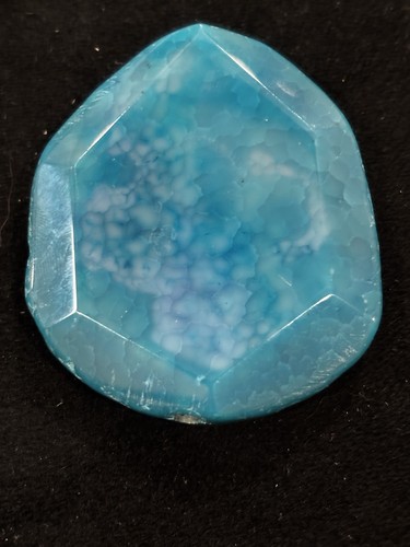 Large Blue Dyed Crackle Agate Focal Bead 2 Inch Faceted Pendant Stone