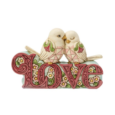 #ad Jim Shore Heartwood Creek Birds Perched On A LOVE Word Sign Figurine 6018059 $52.25