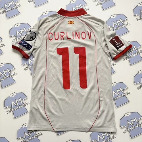 Match Worn Unwashed Darko Churlinov 2022 North Macedonia Away Shirt WC Qualifier