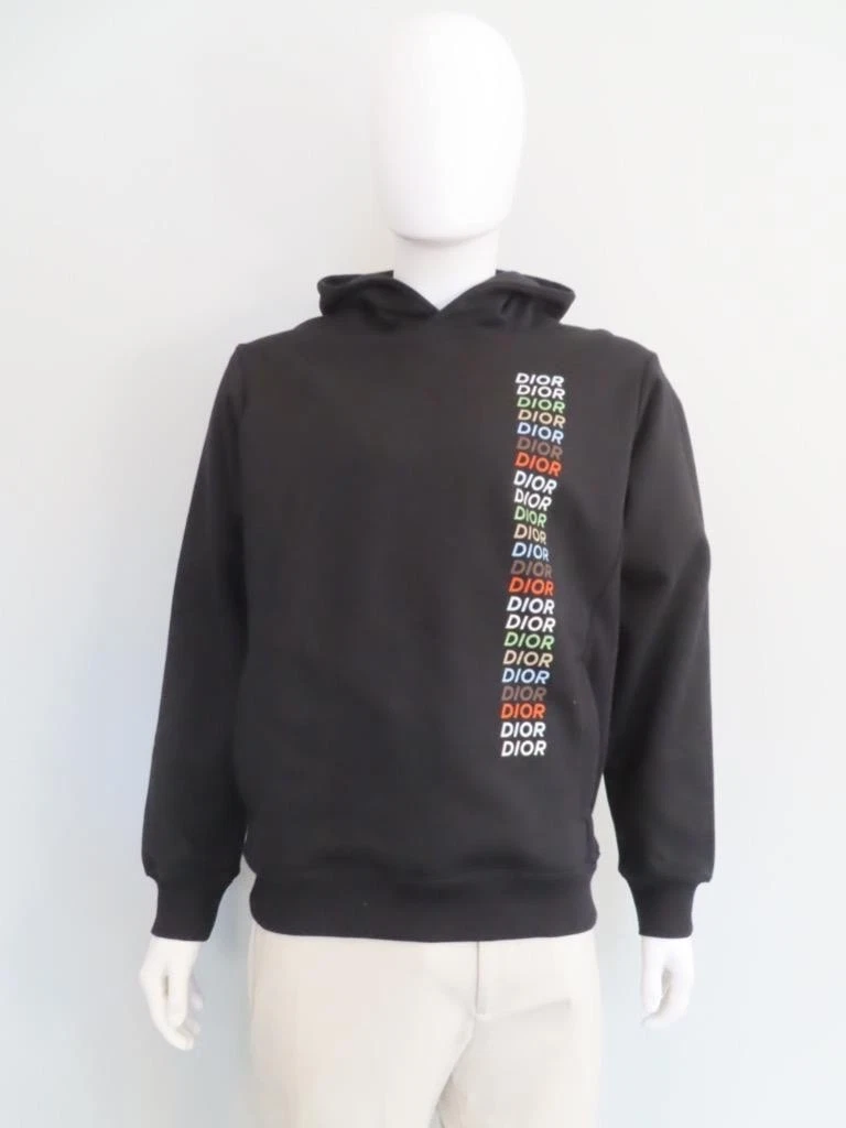 Felpa con cappuccio a maniche lunghe Dior Homme nera multicolore stampa logo taglia M nuova con etichetta