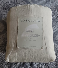 King 100 Linen Sheet Set Snowfall Casaluna Open Bag Unused