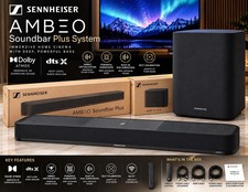 Sennheiser AMBEO Soundbar Plus 7.1.4 Dolby Atmos  Subwoofer Bundle - Black NEW