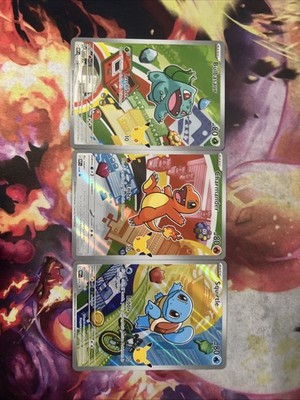 Charmander, Squirtle, Bulbasaur 037, 038, 039 NM First Partner Promo 30th Gen 1