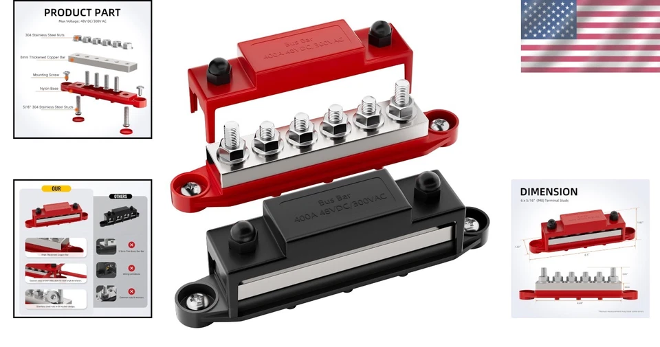 Heavy Duty 12 Volt Bus Bar Block with Tinned Copper for Automotive and Marine - Image 2 of 4