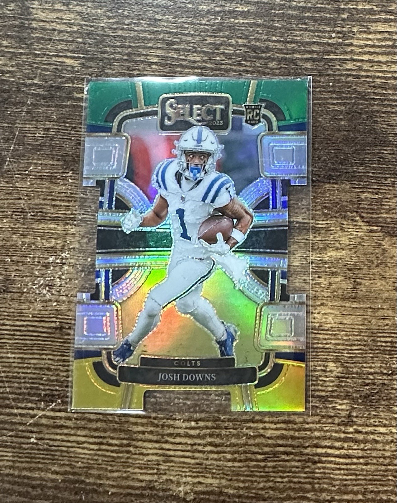 2023 Panini Select - Concourse Josh Downs #44 Green & Yellow Prizm Die-Cut (RC)