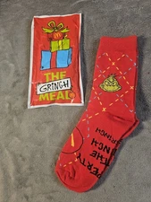 2025 McDONALD'S Grinch Socks Christmas Adult Happy Meal Red Socks