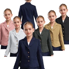 US~ Kids Girls Button Down Blazer Jacket School Uniform Long Sleeve Formal Suit 