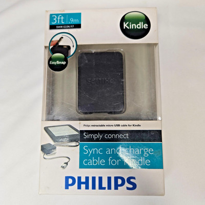 Philips SWR1223K/17 Retractable Micro USB Sync Charge Cable for Amazon Kindle