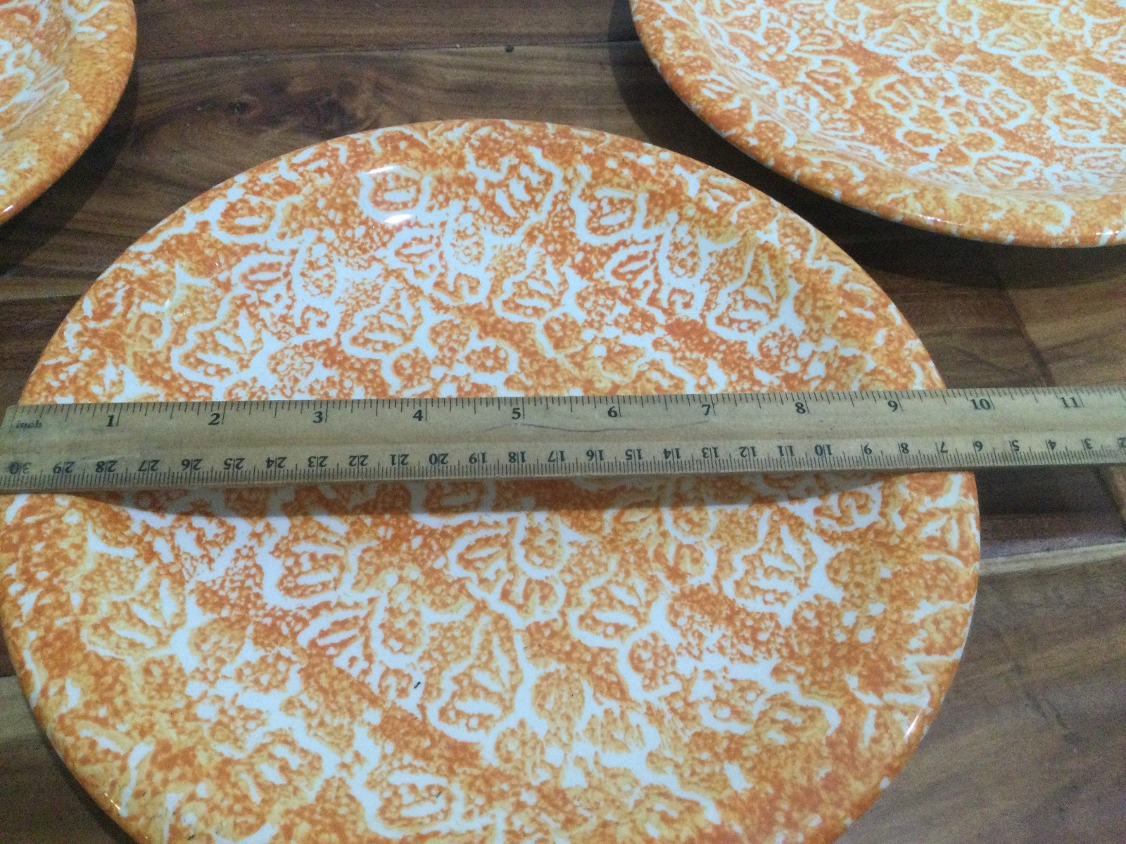 12pc  Tre Ci Italy orange BATIK service for 4 cup plates pasta bowls exc