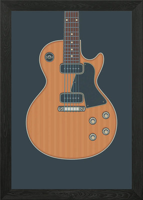 Walnuss Spezial LP Gitarre Gerahmtes Wandbild Poster Leinwanddruck Bild
