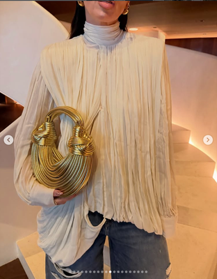ZARA NEW WOMAN DRAPED SHOULDER PAD BLOUSE ZW LIMITED IVORY XS-L