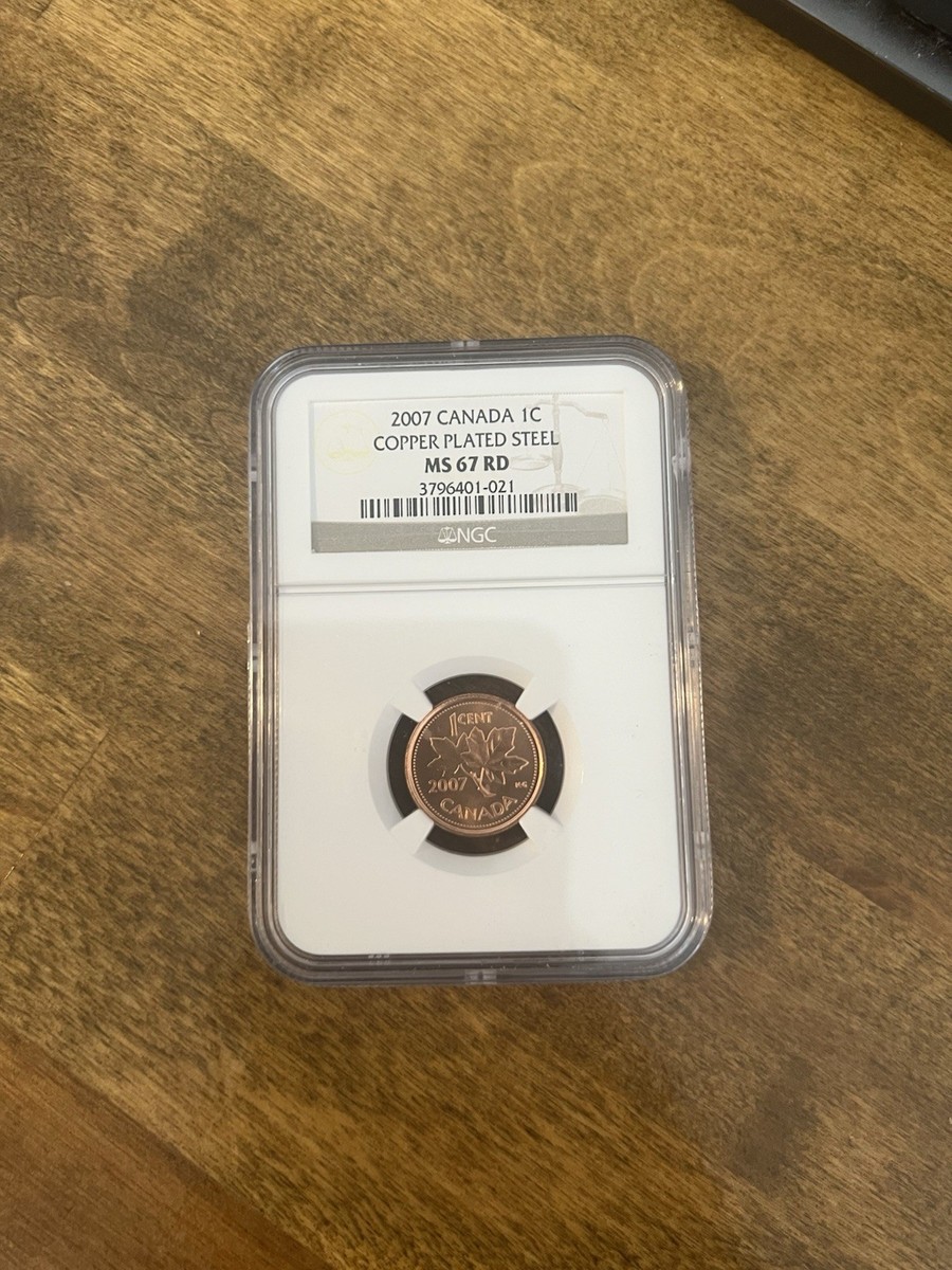 2007 1C CANADA NGC MS 67 RD CENT MAPLE LEAF LOGO COPPER PLATED