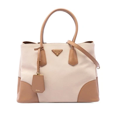 Prada Medium Toile et Saffiano Cuir Double Sac - Photo 1/4