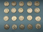 US BEN FRANKLIN HALF DOLLAR ROLL 20  90% SILVER COINS  COIN  MIXED  1949-1954
